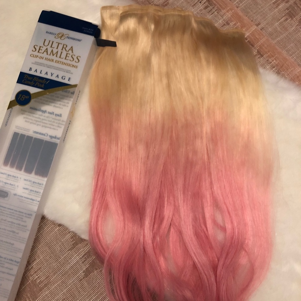 Pink/blonde balayage clip in extensions